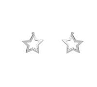Modern Stainless Steel Star Hoop Earrings Sleek Hollow Five-Point Star Design Statement Hoops Polished Silver-Tone Jewelry Lightweight for Women
