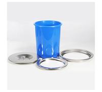 Modern Stainless Steel Trash Can Cover, Built in Blue Plastic Garbage Bin, Round Recessed Countertop Garbage Can Lid for Kitchen Office Hotel,Silver,5L