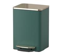 Modern Stainless Steel Trash Can with Soft-Close Pedal 12L Removable PU Leather Lined Step Bin Sleek Design Ideal for Kitchen Bathroom Office Green Color