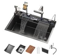 Modern Stainless Steel Undermount Sink with Double Waterfall