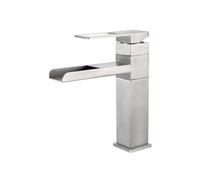 Modern Stainless Steel Waterfall Bathroom Sink Faucet - Brushed Finish Single Lever Mixer Tap Easy Installation for Contemporary Bathrooms Stylish and (Brushed Low)