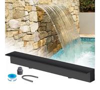 Modern Stainless Steel Waterfall Fountain Kit - 11.8" Wall-Mounted Outdoor Water Feature for Gardens & Pools Perfect for Backyard Waterfalls & Landscaping Decor