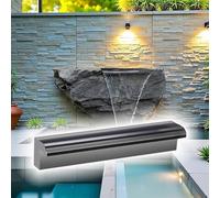 Modern Stainless Steel Waterfall Spillway for Outdoor Pools & Koi Ponds - 98in Rectangular Rock Fountain Water Feature Kit, Architectural Design for Stunning Water Displays