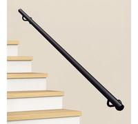 Modern Stair Handrail 1m 2m Adjustable Indoor/Outdoor Safety Grip Black Metal & Iron Wall Mounted Railing for Steps Durable & Stylish Staircase Support (300cm)