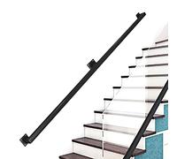 Modern Stair Handrail - 450 cm Indoor/Outdoor Wrought Iron Railing Support Bar Wall Security Handrail with Durable Brackets Ideal for Safety and Style