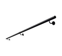 Modern Stair Handrail|Black Wrought Iron Stair Railing Hand Rail with Complete Kit|Renmlion Staircase Banister Rail Safety Grab Bar Wall Mounted Support Rod for Indoor Outdoor(7ft/210cm)