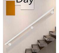 Modern Stair Handrail for Indoor & Outdoor, Non-Slip Wrought Iron Banister with Wrought Iron Brackets, Heavy Duty Safety Wall Mounted Bannister Handrails for Elderly, Kids - White(7ft/210cm)