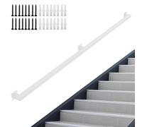 Modern Stair Handrail for Walls, 1ft/2ft/3ft/4ft/5ft/6ft/7ft/8ft/9ft/10ft White Wrought Iron Hand Rail for Stairs Indoor & Outdoor, Staircase Banister Railing Support Rod, Steps Baluster(3.3ft/1m)