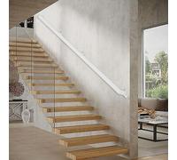 Modern Stair Handrail Kit for Indoor/Outdoor Stairs White Metal Safety Railing for Hallways Durable Wrought Iron Support Easy Installation Stylish Design