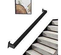 Modern Stair Handrail Kit, Wall Mount Staircase Balustrade Bracket Metal Industrial Railing Non-Slip Grab Bars for Indoor Outdoor Steps Loft Bathroom, Matte Black (Size : 11.5ft/35