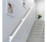 Modern Stair Handrail, White Industrial Iron Staircase Banister Hand Rail for Indoor & Outdoor Wall Mount Support, Safety Non-Slip Stair Railing Support Rod Complete Kit(18ft/540cm)