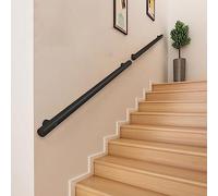 Modern Stair il Kit - 13ft Black Stainless Steel Railing for Indoor Stairs, Round Wall-Mount Banister, Adjustable Lengths 80cm to 4m, Safety Hand Rail for Steps