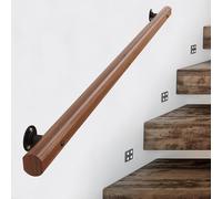 Modern Stair Railing Indoor/Outdoor Solid Wood Balustrade 1ft15ft Adjustable Handrail Support Rod Strong & Stylish Safety Armrest (450cm)