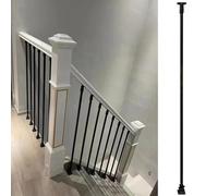 Modern Stair Railing Kit - Metal Balusters & Wooden Newel Post for Indoor/Outdoor Safety - 59in Tall Metal Baluster - & Stylish Staircase Guardrail