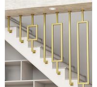 Modern Stair Railing Post - Ceiling/Step Side Mounted Guardrail, Gold Staircase Balusters for Attic Home Entrance Decks Garden Transitional Parapet Rails(Straight Pipe,135cm(4.4ft))
