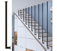 Modern Stair Railing System Black Metal Banister with Square Posts Anti Fall Balusters for Attic Deck Safety Hallway Partitions & Contemporary Home Decor H 170cm