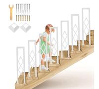 Modern Stair Railing U-Shaped il with Diamond Decoration Wrought Iron Stair il Safety Support Bar for Corridor Attic Outdoor (White 110cm)