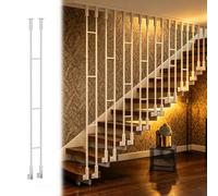 Modern Stair Spindles Guardrail Pole, White Reinforced Metal Banister Spindles Post for Interior Stairs Steps Side Mounted, 1.3' - 8 Ft Tall Customizable Support Rod(2.1M/82.7IN/7FT)