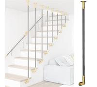 Modern Staircase Balusters Floor to Ceiling, Heavy-Duty Wrought Iron Railing Post for Home Hotel Villa Steps Decor, Side Mounted Safety Guardrail Pole(H 215cm/7.1ft/85in)