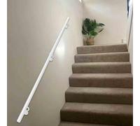 Modern Staircase Banister Hand Rails for Indoor Outdoor 1ft 2ft 3ft 4ft 5ft 6ft 7ft 8ft 10ft Stair Railing Handrails Brackets Kit White Round Pipe Wall Balustrade Foot Rail Support(20ft/600cm)