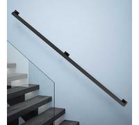 Modern Staircase Banister Hand Rails for Indoor Outdoor 2ft 3ft 4ft 5ft 6ft 7ft 8ft 9ft 10ft Stair Railing Handrails Black Square Pipe Wall Balustrade Foot Rail Support(12ft/3600mm)