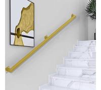 Modern Staircase Banister Hand Rails for Outdoor Steps Indoor Stair Railing - 1.2m/3.5m/4.5m - Matte Black/White/Gold, Wall Mount Metal Wrought Iron Stairs Handrail - Complete Kit(Gold,12ft/3600mm)