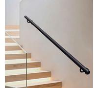 Modern Staircase Banister Hand Rails for Outdoor Steps Indoor Stair Railing Wall Mount Black Metal Wrought Iron Round Tube Stairs Handrail(14ft/420cm)