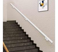 Modern Staircase Banister Hand Rails - Long 80cm/1m/1.5m/2m/3m/4m/5m/6m - White Round Pipe Design - Wall Mount Stairs Handrail Indoor Outdoor Non-Slip Grab Rail(8.2ft/250cm)
