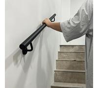 Modern Staircase Banister Handrail|1 2 3 4 5 6metres Stair Railing Hand Rails for Indoor Outdoor Steps|Renmlion Black Round Pipe Grab Rail Safety Support Rod Balustrade(18ft/540cm)