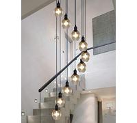 Modern Staircase Ceiling Lamp Multi Glass Balls Minimalist Staircase Long Chandelier Duplex Building Pendant Light Large Chandelier Living Room Villa Hollow Pendant Light(Size:10 lights(40x200cm))