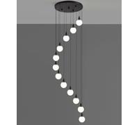 Modern Staircase Chandelier Gourd Shape Lights Minimalist Huge Pendant Light For High Ceiling Living Room Duplex Villa High Ceiling Variable-lighting Daylight, White Light, (Size:12 BALLS,Color:BLACK)