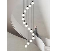Modern Staircase Chandelier Gourd Shape Lights Minimalist Huge Pendant Light For High Ceiling Living Room Duplex Villa High Ceiling Variable-lighting Daylight, White Light, (Size:15 BALLS,Color:BLACK)