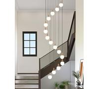 Modern Staircase Chandelier Gourd Shape Lights Minimalist Huge Pendant Light For High Ceiling Living Room Duplex Villa High Ceiling Variable-lighting Daylight, White Light, Y(Size:15 BALLS,Color:GOLD)