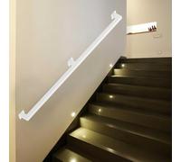 Modern Staircase Handrail Banister, Wall-Mounted Indoor Stair Handrails, Handrail Railings with Wrought Iron Brackets and Metal Screws for Outdoor Stairs Porch Entrance(8ft/2.4m)