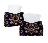 Modern Star of David Blue Pattern Tissue Box Cover, Rectangular Tissue Holder Decorative Facial Napkin Dispenser for Bathroom Kitchen Coffee Table Car