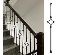 Modern Star-Shaped Metal Railing for Indoor Use, Black Square Base, Wrought Iron il for Terraces, Stairs, and Steps - Stylish & Durable Balustrade with Pins