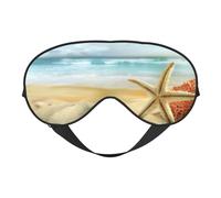 Modern Starfish and Coral On Sandy Beach Landscape Sleep Eye Mas Updated Design Light Blocking Night Eye Blinder Men Women Shift Work Travel