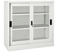 Modern Steel & Tempered s Wardrobe 90x40x90 cm 2 Adjustable Shelves Secure Lock Office Sto Solut Slish Display Unit