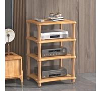 Modern Stereo Cabinet - Wooden AV Media Stand, Audio Rack & Record Player Stand, Home & Office Furniture, Light Brown, 86cm/33.9in, Ideal for Theater & Living Room