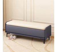 Modern Sto Bench for Living Room & Entryway, Cushed Shoe Changing Ottoman, Multi-Functal Foyer Seat, Slish Bei & Blue Design, 80cm/32in