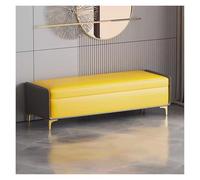 Modern Sto Ottoman Bench Upholstered Shoe Bench Ottomans with Hind Lid Long Foot Rest Bench for Entryway Living Room Bedroom(Yellow 100CM)