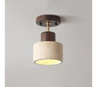 Modern Stone Ceiling Light, Cylinder Mini Marble Ceiling Lighting Fixtures, Japanese Wabi Sabi Style Vintage Close to Ceiling Lamp for Bedroom Hallway Living Room Staircase, JYLSSKUK, Walnut Color