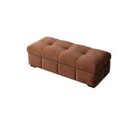 Modern Storage Bench 235L Capacity Thick Cushioned Wood Footrest Stylish Entryway Seat for Living Room Bedroom Hallway 160x45x40cm Brown Red