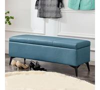 Modern Storage Bench with Upholstered Faux Leather Footrest FlipTop Lid Design for Entryway & Bedroom Perfect for Living Room 40x40x45 cm Blue