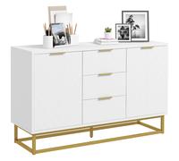 Modern Storage Cabinet Freestanding Cupboard Dresser with 3 Drawers HOMCOM White One Size