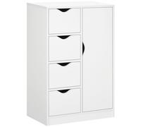 HOMCOM Bathroom Floor Cabinet Freestanding Storage Unit with 4 Drawers for Living Room in White HOMCOM White