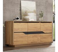 Modern Storage Cabinet with Soft-Close Hinges & Adjustable Shelves, Multifunctional Sideboard for Living Areas, 140L x 40W x 70H cm, Wood Aosom UK