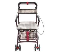 Modern Storage Cart for Olders with Seat Foldable Rolling Walker Walking Aid,Two-in-one Design Shopping Trolley,Three Adjustable Gears,Multi-functional Storage Space,Top Wide Handle,Streamlined Armres