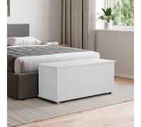 Vida Designs Leon Storage Ottoman, Wooden Chest With Lid, Seat, Stool, Window Bench, Blankets, Bedding, Toy Box, Footstool, White