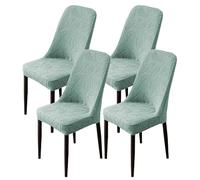 Modern Stretch Curved Back Dining Chair Slipcovers, Removable Washable Elastic Seat Protector for Banquet Living Room Bedroom Four Seasons,Green,4Set